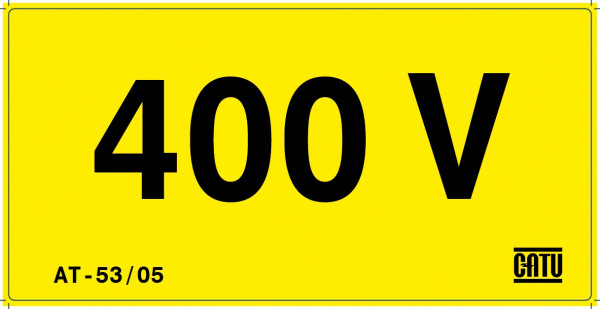Étiquette pvc autocollante d'identification "400 v" 50 x 25 mm. - Catu - AT5305