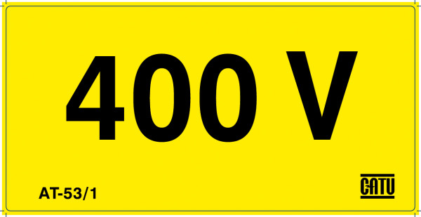 Etiquette pvc autocollante d'identification "400 v" 100 x 50 mm. - Catu - AT531