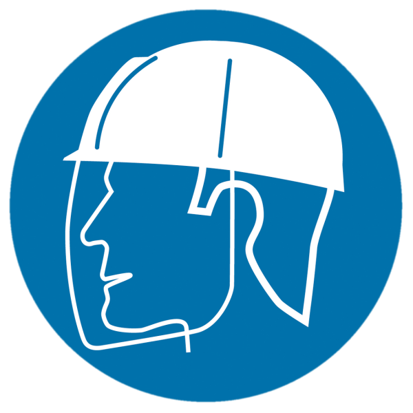 Autocollant obligatoire "porter un casque de sécurité avec visière" ø100 mm. - Catu - AT581