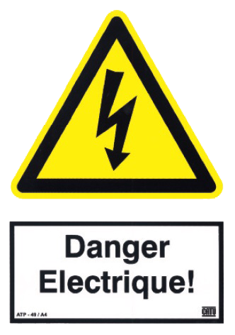 Lot de 5 affiches rigides autocollantes "danger électrique" 300 x 200 mm. - Catu - ATP49A4
