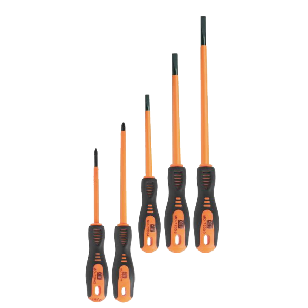 Jeu de 5 tournevis isolés bi-matière pour travaux sous tension jusqu'à 1000v ac - Catu - KIT23