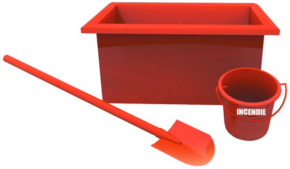 Kit lutte incendie pour poste : bac à sable, sceau et pelle. - Catu - KITFEU