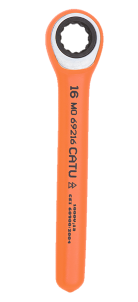 Clé réversible à cliquet isolée 12 pans de 19 mm - Catu - MO69219