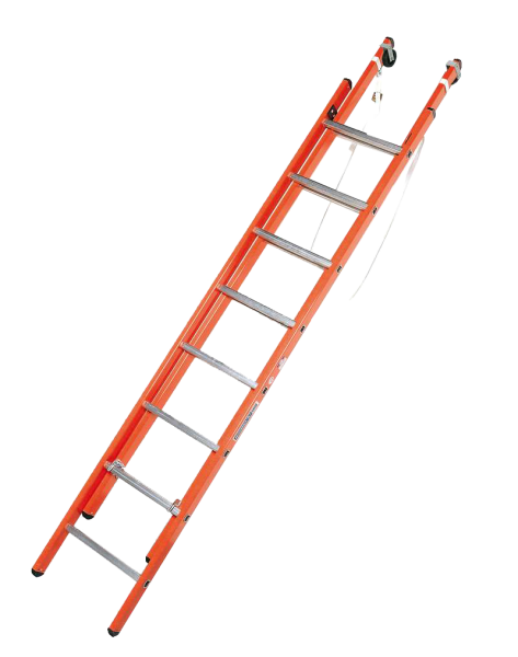 Echelle iso. 2 plans à coulisse à main. Lg 2,41m, déployée 4,09m 2x8 échelons - Catu - MP5142