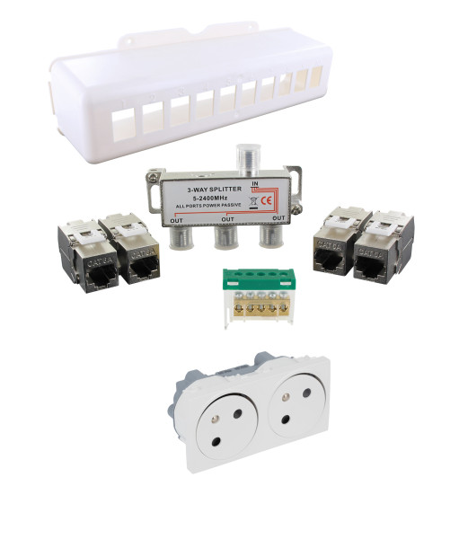 Kit comm. grade 3 + prise dble 2p+t plastelbox - BLM - 731152