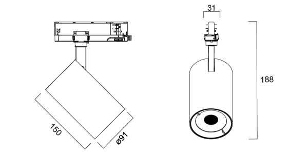 Projecteur sur rail pixo large 39w 5075lm 930 nb/mb/wb blanc - Sylvania - 0004544