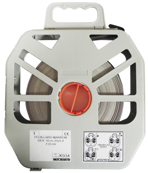 Dévidoir 50 m feuillard marron 20x0,4 - Michaud - BC934