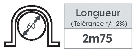 Gaine de protection de câbles 60.60 Michaud GPC ivoire longueur 2m75 - Michaud - N287