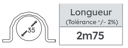 Gaine de protection de câbles 35.35 Michaud GPC métallique alu longueur 2m75 - Michaud - N297