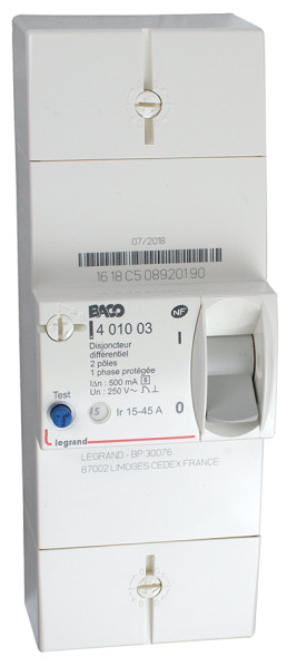 Disjoncteur de Branchement Bipolaire 45 A Sélectif Michaud - Michaud - N463