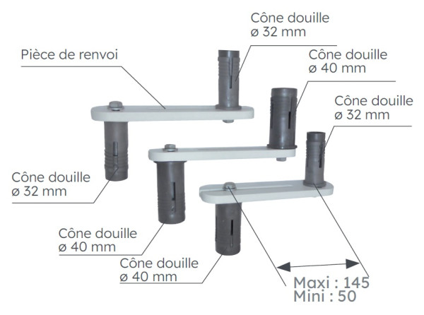 Kit adapt. pied+renvoi diam 40 cof - Michaud - N745
