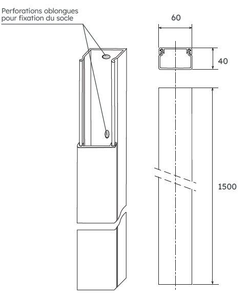 Goulotte api 40x60x1500 - Michaud - P096