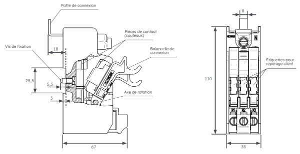 Neutre triple sectionnable + patte - Michaud - P200