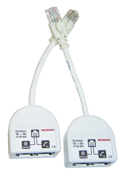 Kit de 2 Doubleurs RJ45 Michaud Téléphone/Ethernet Mbit - Michaud - Q168 Kit de 2 Doubleurs RJ45 Michaud Téléphone/Ethernet Mbit - Michaud - Q168