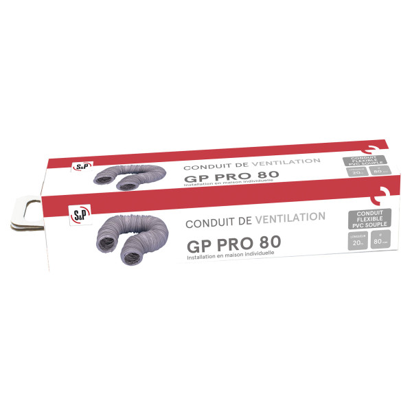 Gaine VMC souple S&P Unelvent GP PRO 80 en PVC longueur 20m - S&P France - 811503