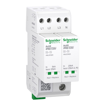 Acti9 iprd c20r parafoudre compact 3pn 36mm in=5ka-up=1,5kv icc=25ka - Schneider Electric - A9L2C620