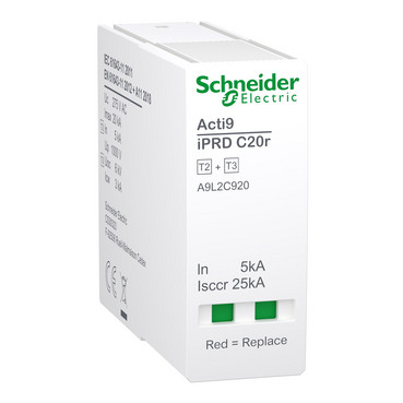 Acti9 iprd c20r, cartouche débro compact  pour 2 phases type 2+3 1pn/3pn - Schneider Electric - A9L2C920