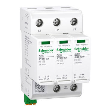 Acti9 iprd f20r parafoudre autoprotégé 3p in=5ka  up=1,5kv  icc=25ka - Schneider Electric - A9L2F320