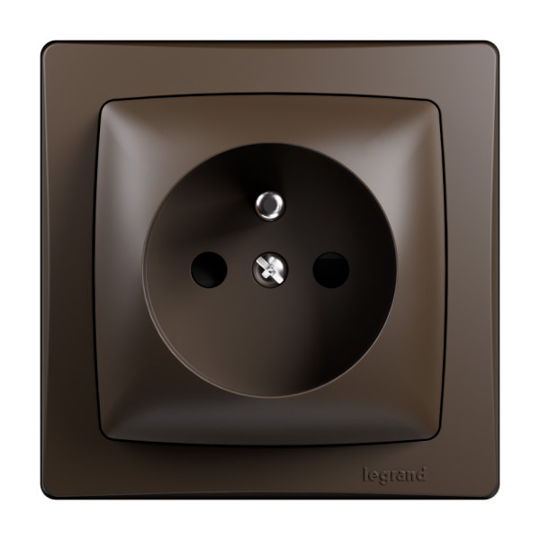 Prise de courant avec terre - les apparents - bornes auto - complet marron - Legrand - ALB3100BR