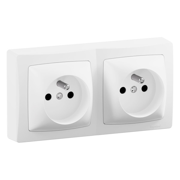 Double prise de courant horizontale avec terre - les apparents - complet blanc - Legrand - ALB3113WH