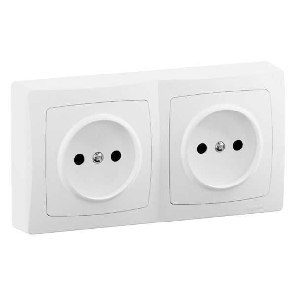 Double prise de courant sans terre précâblée - les apparents - complet blanc - Legrand - ALB3197WH