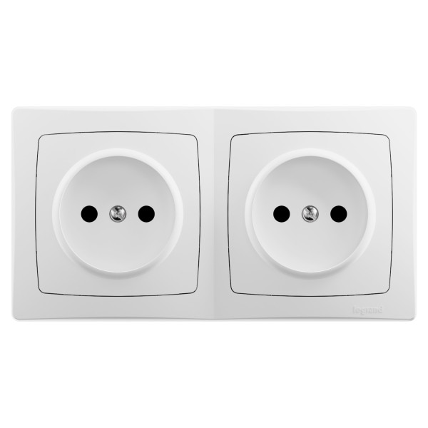 Double prise de courant sans terre précâblée - les apparents - complet blanc - Legrand - ALB3197WH
