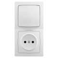 Interrupteur + prise sans terre vertical - les apparents - complet blanc - Legrand - ALB712WH