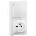 Interrupteur + prise avec terre vertical - les apparents - complet blanc - Legrand - ALB714WH