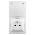 Interrupteur + prise avec terre vertical - les apparents - complet blanc - Legrand - ALB714WH