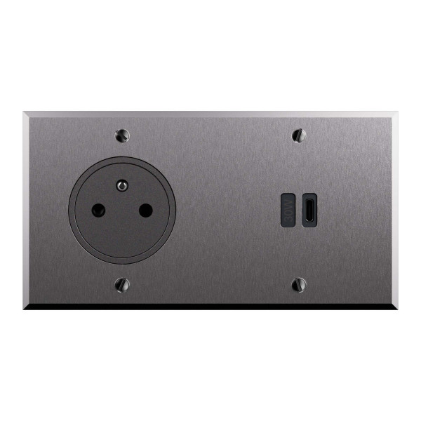 Art d'arnould - prise 2 p+t +prise usb c 30w pd-2p - mémoire acier brossé  - Legrand - AR67116