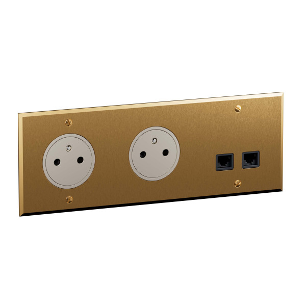 Art d'arnould - 2x2p+t + double prise rj45 6a stp-3p- mémoire or brossé - Legrand - AR67214