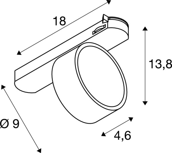 Kalu 2.0, spotpour rail 3 allumages, phase, cylindrique, 4000 k, 10 w, 36°, noir - SLV - 1010246