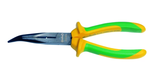 Pince à becs 1/2 ronds coudés, isolée, long 200 mm. - AGI Robur - 221004