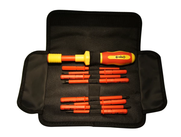 Tournevis dynamométrique isolé, 1 à 5 nm, livré en pochette avec 8 lames - AGI Robur - 412103