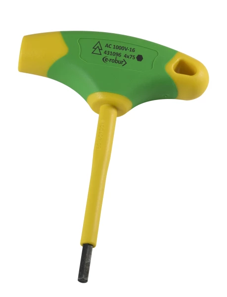 Clé en t 6 pans mâle 4mm bimatière isolé 1000v pour bornes de disjoncteurs - AGI Robur - 431096