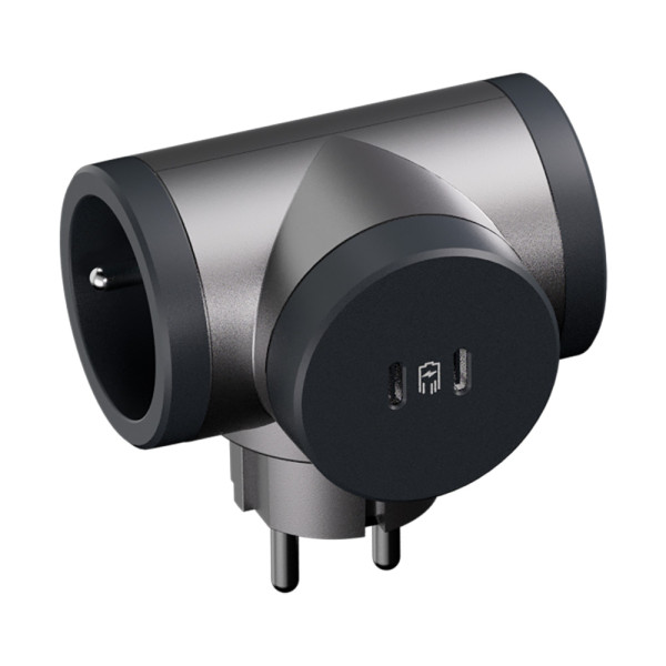 Fiche multiprise 2 x 2 p+t latérales rotatives 16a 230v-3680w - alu - Legrand - 049619