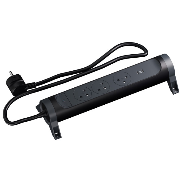 Multiprise 3x2p+t surface 16a 230v-3680w + double prise usb c - cordon 1,5m - n - Legrand - 049644