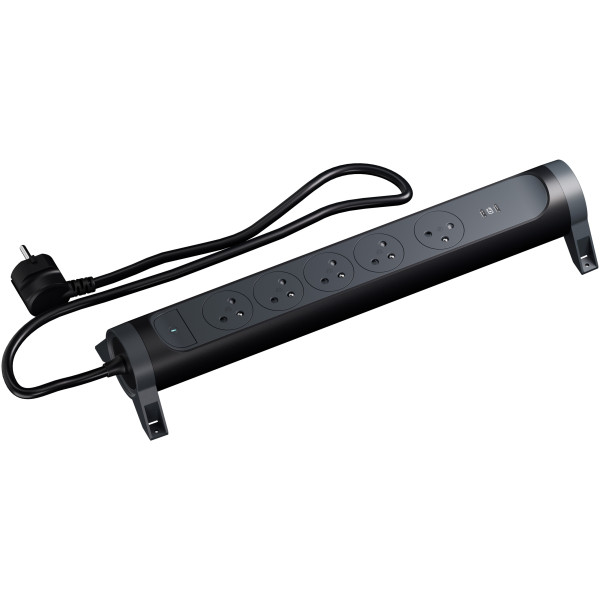 Multiprise 5x2p+t surface 16a 230v-3680w + double usb c - cordon 1,5m - n - Legrand - 049647