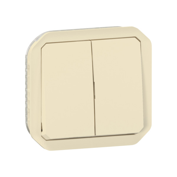 Commande double interrupteur ou poussoir plexo composable sable - Legrand - 069691L