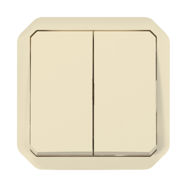 Commande double interrupteur ou poussoir plexo composable sable - Legrand - 069691L
