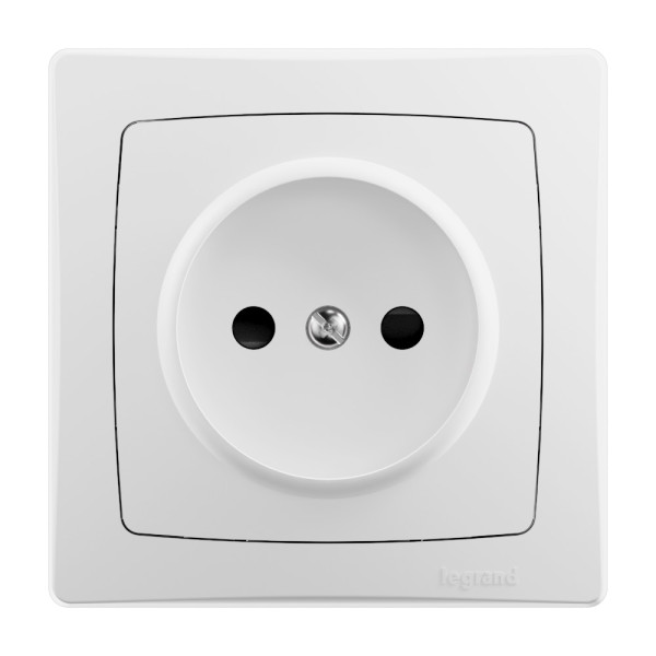 Prise de courant sans terre avec éclips - saillie - complet blanc - Legrand - 086022L