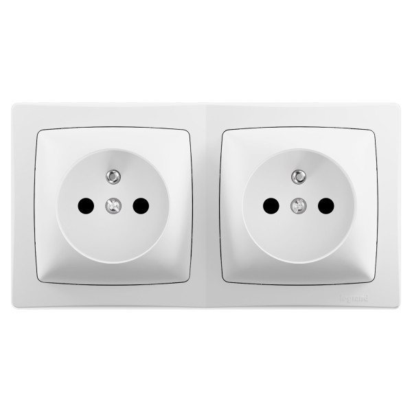 Double prise de courant avec terre - 2 postes - saillie - Legrand - 086076L