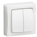 Double interrupteur ou va-et-vient - les apparents - complet blanc - Legrand - ALB2221WH