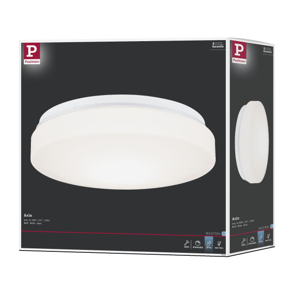 Plafonnier axin d300mm e27 max2x18w plastique blanc ip44 230v sans ampoule - Paulmann - 71059