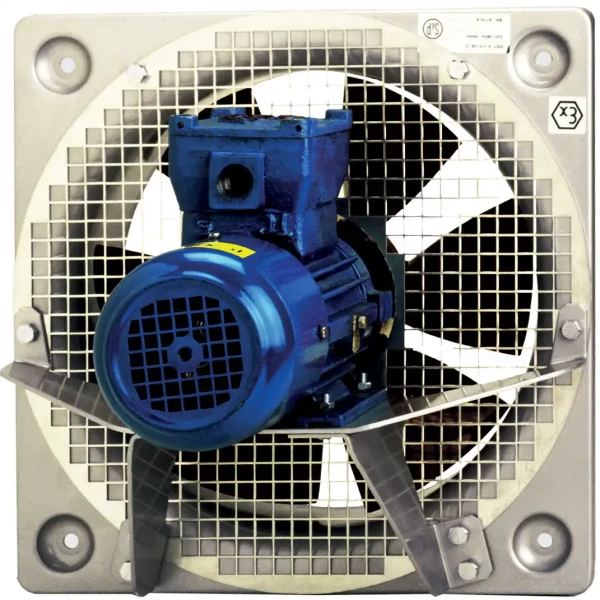 Ventilateur hélicoïde mural atex  exdiibt4, 3120 m3/h, tri 230/400v, d 355 mm - S&P France - 100143
