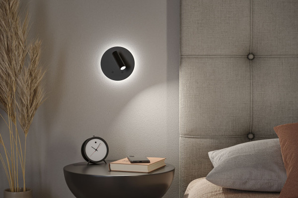 Applique led kiora 1,5w 150lm 2700k dimmable usbc plastique noir 230v - Paulmann - 71286