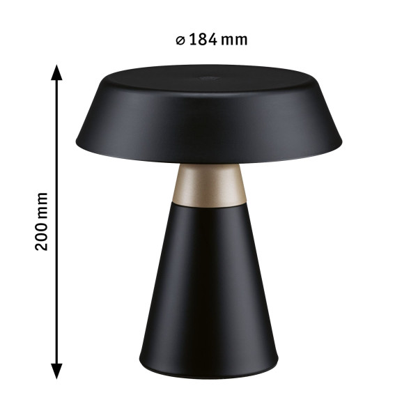 Lampe à poser led lirox __w switch to warm usbc mét/plast noir/champagne ip44 - Paulmann - 77060