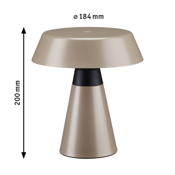 Lampe à poser led lirox__w  switch to warm usbc mét/plast champagne/noir ip44 - Paulmann - 77061
