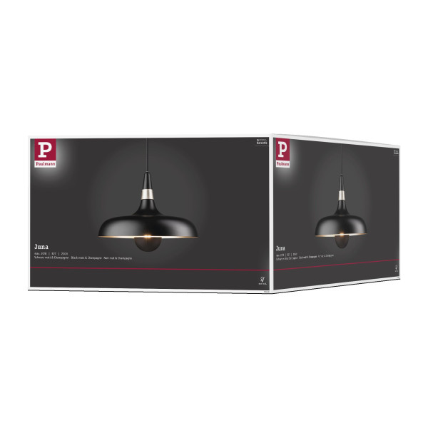 Suspension juna max20w e27 sans ampoule d.342mm l.1,10m métal noir doré 230v - Paulmann - 78481