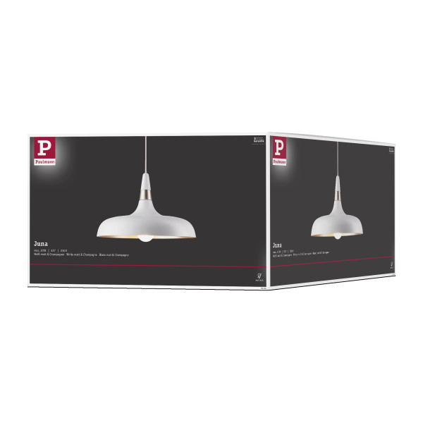 Suspension juna max20w e27 sans ampoule d342mm l1,10m métal blanc doré 230v - Paulmann - 78484